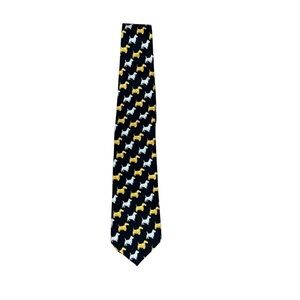 Hemley of Germany 100% Silk Scottie Dog Patterned Tie - Black and Gold